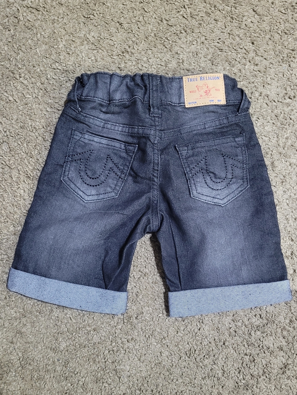 TRUE RELIGION GENO RELAXED SLIM TODDLER BLACK DENIM SHORTS SIZE 2T